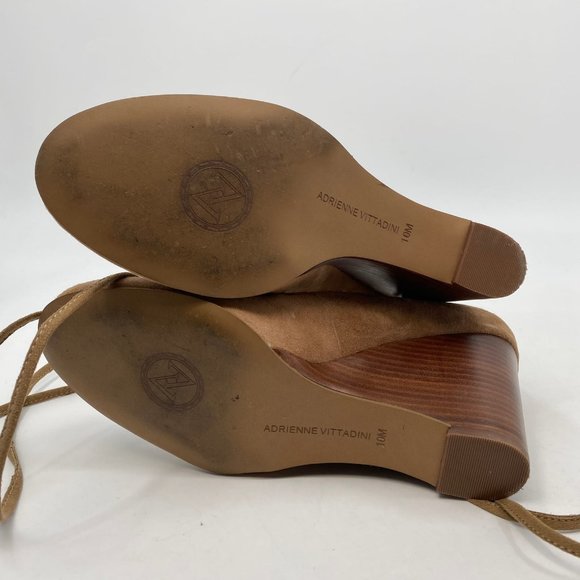 Adrienne Vittadini Brown Suede Lace Up Wedges | High Heel Style - Picture 6 of 10